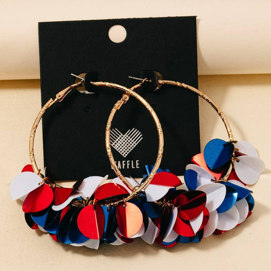 Patriotic Sequin Hoop Earrings