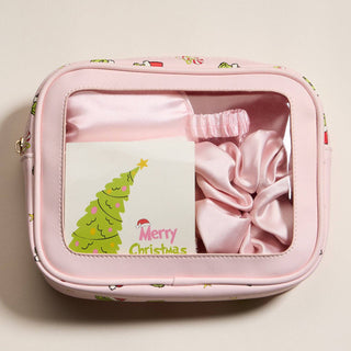 5-Piece Gift Set Cosmetic Pouch Bundle | Green Monster Pink Christmas