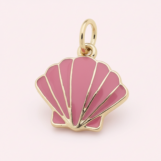 Enamel Clamshell Charm in Light Pink