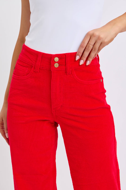 Judy Blue High Waisted Red Corduroy Trouser