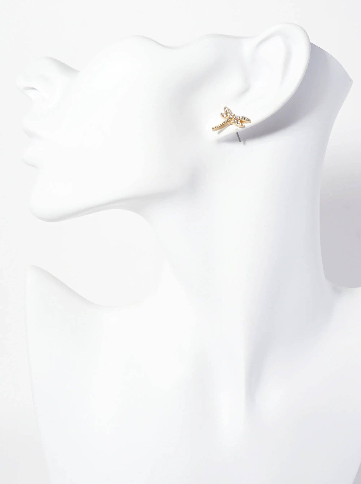 Crystal-Pave Dragonfly Stud Earrings with Spiritual Theme