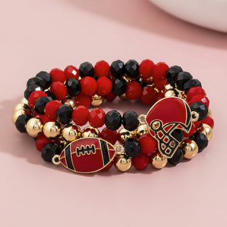 Faceted Crystal Gameday Football Stretch Bracelet Stack