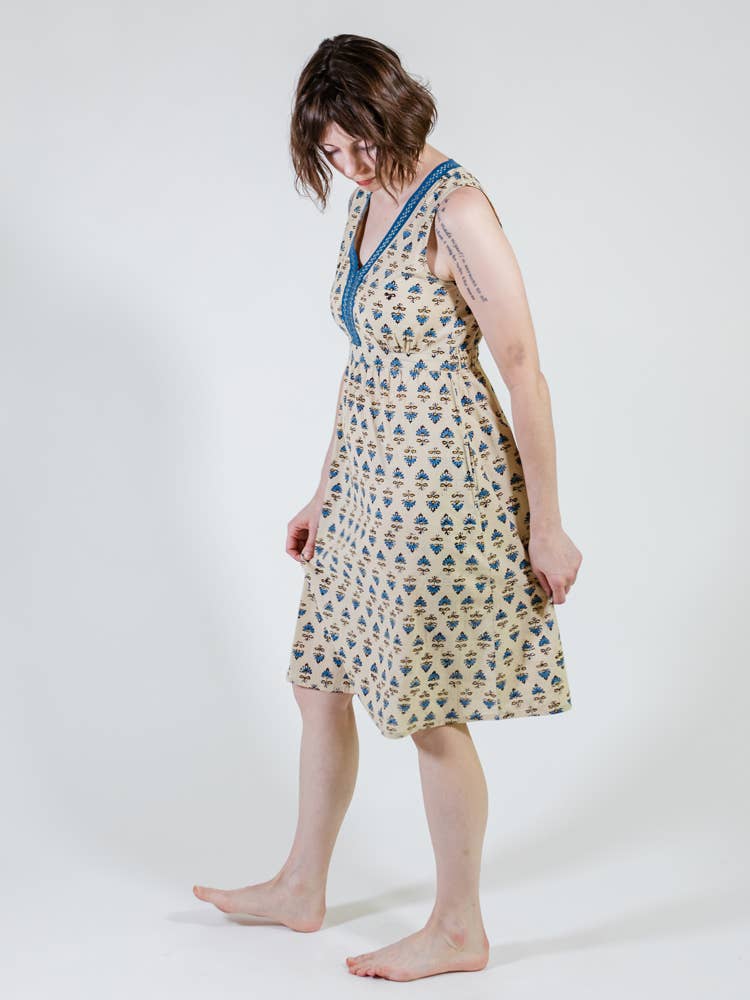 Jaya Sleeveless Dress Blue Floral