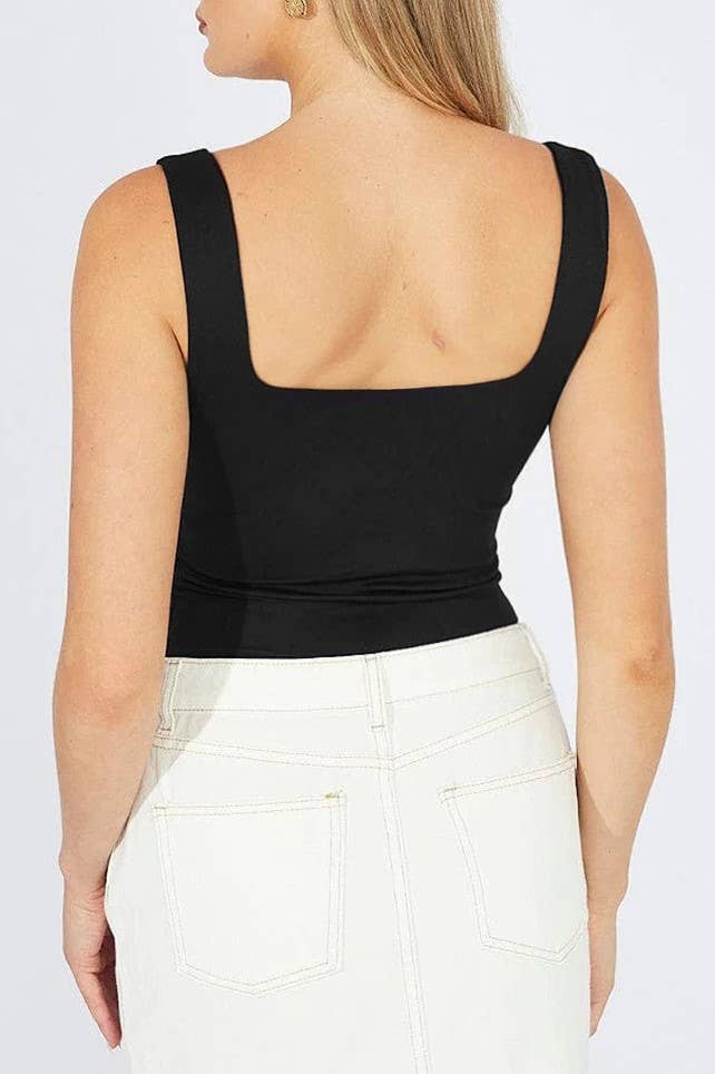 Basic Slim Fit Square Neck Tank Top