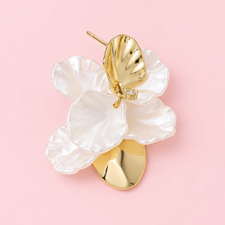 Metallic And Acrylic Petals Dangle Earrings