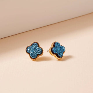Mini Druzy Clover Stud Earrings
