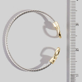 Stainless Steel Two Tone D Link Rope Cuff Bracelet