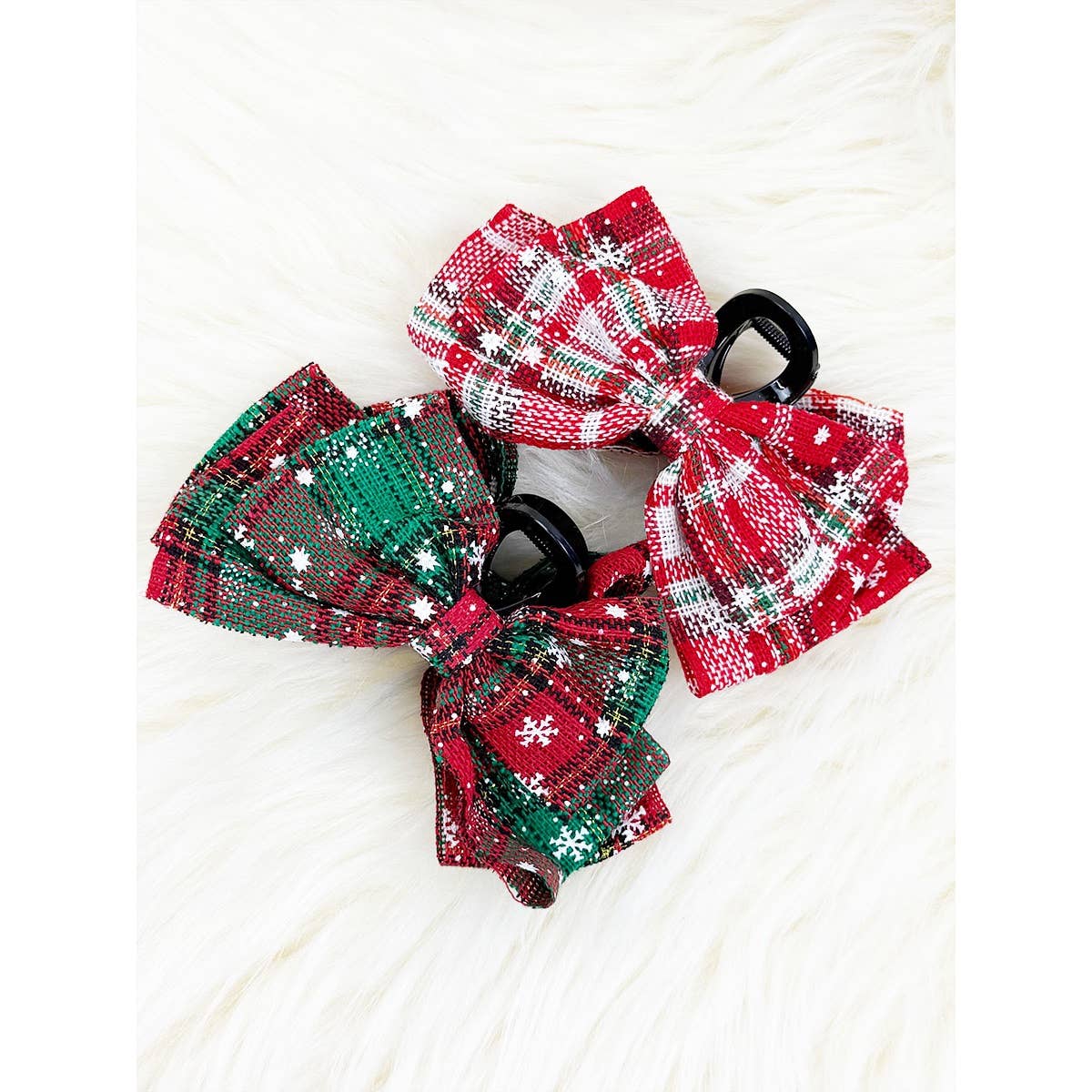 Variety Design Christmas Fabric Bow Hair Claw Clip