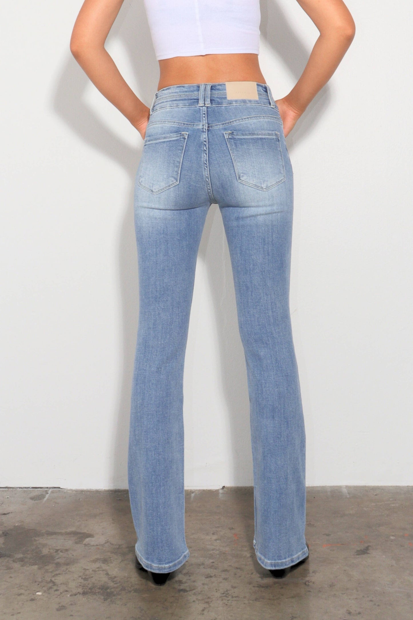 HIGH RISE STRETCH DOUBLE WAIST BOOTCUT JEANS