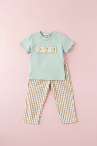 Boys Fall Thanksgiving Smocked Turkey Pant Set