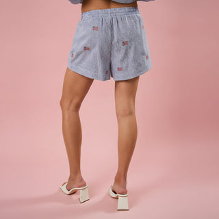 Stripe Flag Embroidered Shorts