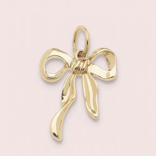 Ribbon Bow Charm in Shiny Gold