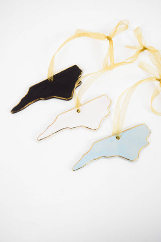 North Carolina Ornament in White | 22k Gold Edge