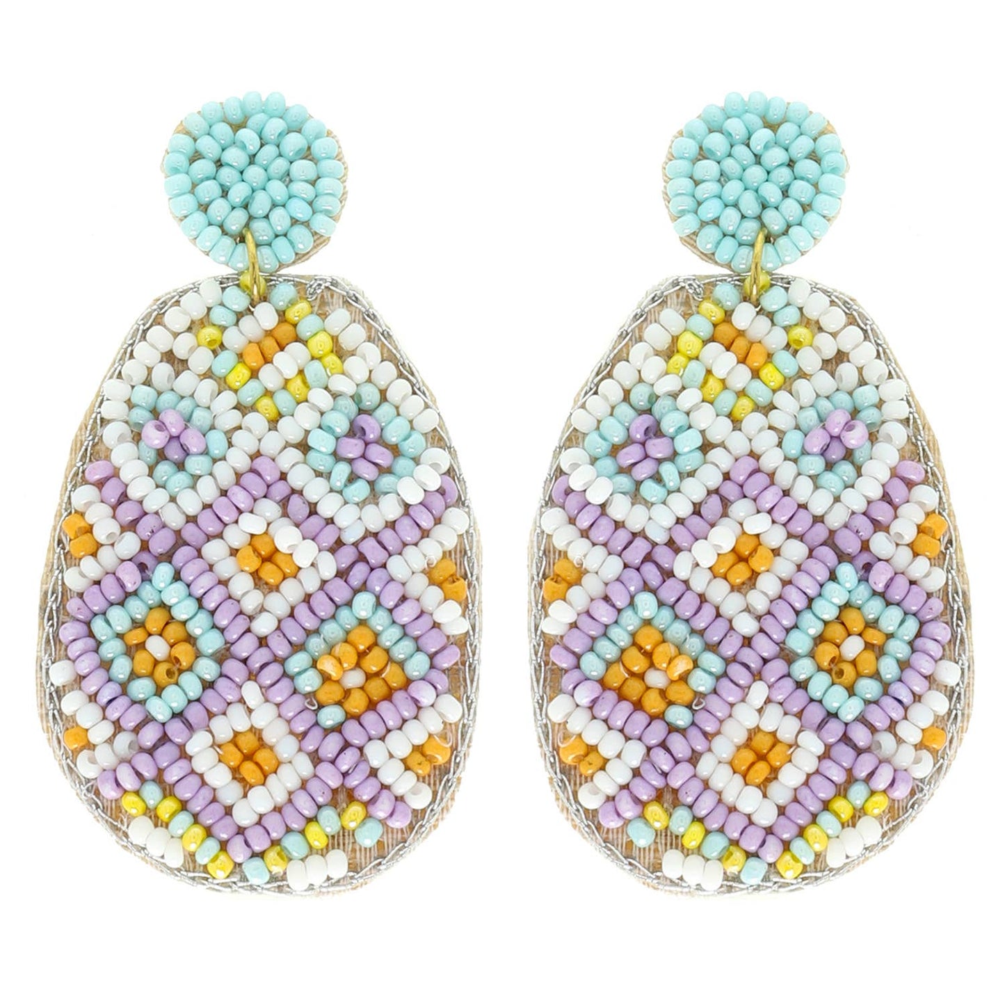 2-Tier Easter Egg Beaded Embroidery Earrings