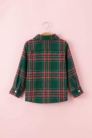 Christmas Plaid Boys Button Down Shirt Long Sleeve Holiday Top