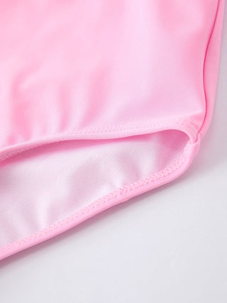 Girls’ Pink Ribbon Bow Long-Sleeve Rashguard Set