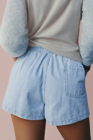 Striped Drawstring Elastic Waist Shorts