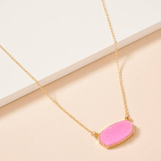 Druzy Stone Charm Short Necklace