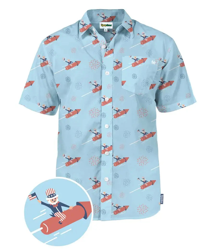 Let Freedom Ride Hawaiian - Men's Fun USA Button Down Shirt