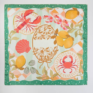 Seaside Crab Lobster Shrimp Feast Square Bandana Scarf