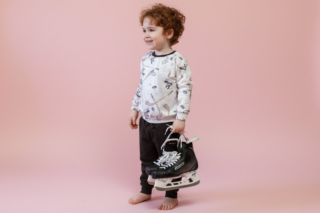 Burts Bees Little Slapshot Organic Cotton Hockey Sweatshirt & Jogger Set