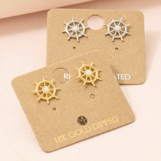 Opal Ship's Wheel Stud Earrings