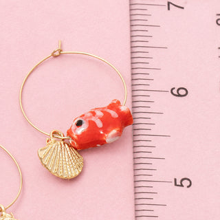 Seashell Fish Hoop Earrings