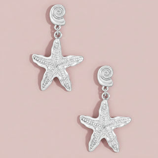 Spiral Shell And Starfish Dangle Drop Earrings