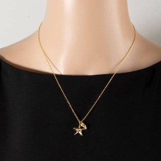 18k Gold Dipped Starfish & Shell Charm Pendant Necklace