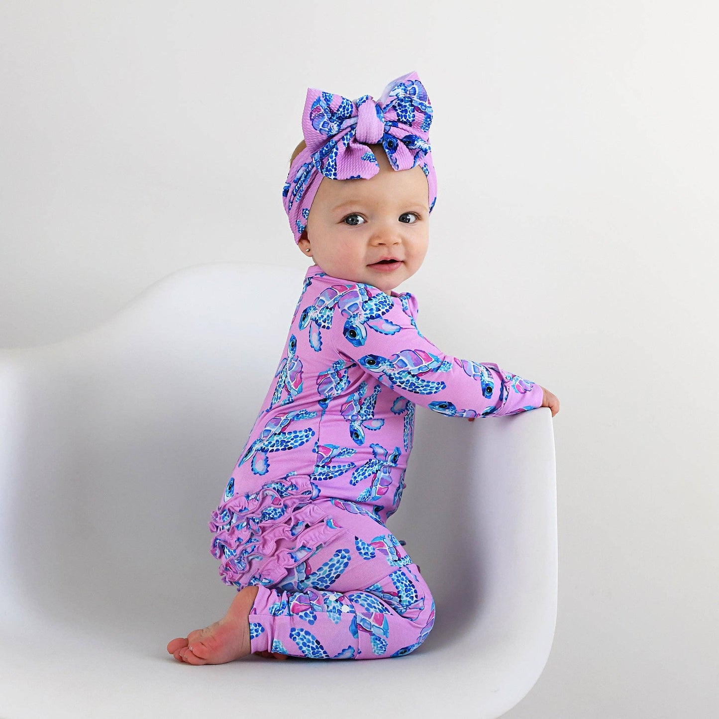 Waverly Sea Turtles Ruffle Zip Bamboo Sleepies Little