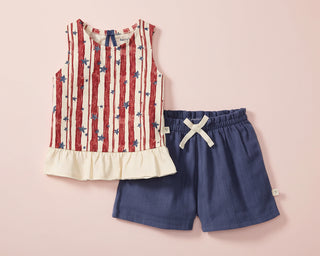 Burt's Bees Stars & Stripes Girl Tank & Shorts Set