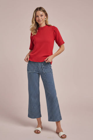Women's Mid Rise Wide Leg Stripe Denim Jeans