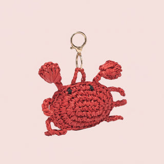 Red Crab Woven Raffia Keychain Charm