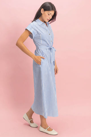 Striped Poplin Shirt Dress