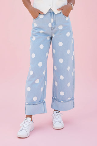 Women's Casual Polka Dot Ankle-Length Regular Jeans