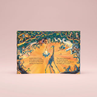 Pages from the children's book "Giraffes Can't Dance" 