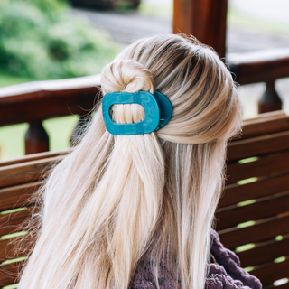 TELETIES Teal With It Medium Flat Round Hair Clip