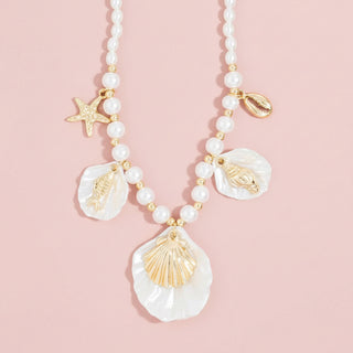 Pearl Shell Starfish Charms Pendant Necklace
