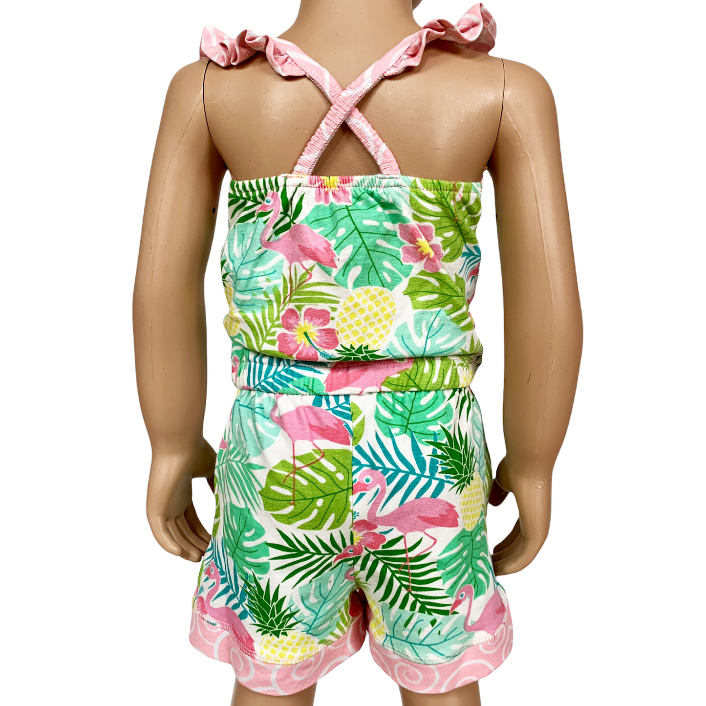 Girls Tropical Flamingos Jumpsuit Summer Shorts Romper