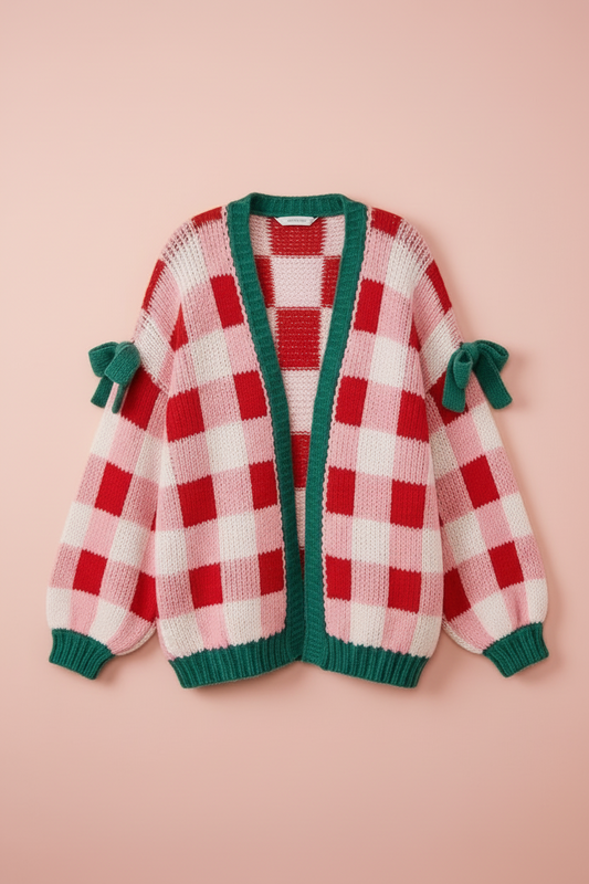 Christmas Theme Open Front Sweater Cardigan