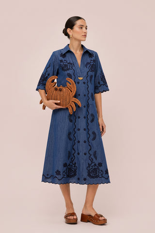 Sebastian Woven Straw Crab Clutch