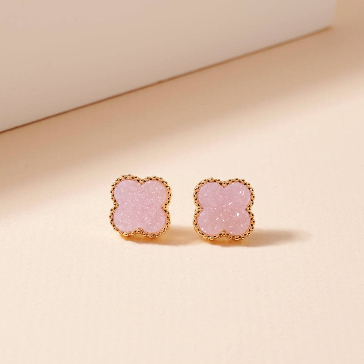 Mini Druzy Clover Stud Earrings
