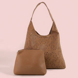 Intricate Cutout Vegan Leather Shoulder Bag