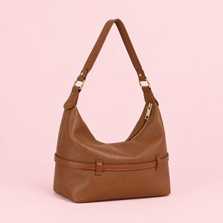 Vegan Leather Horsebit Strap Hobo Shoulder Bag
