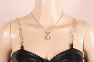 Pearl Pendant Dainty Toggle Chain Necklace