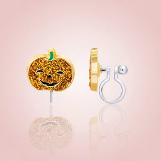 Girl Nation Sparkly Pumpkin Clip-On Earrings