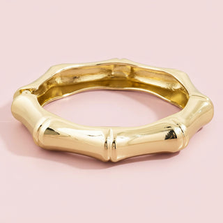 Round Bamboo Knuckle Hinged Bangle Bracelet
