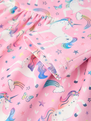 Girls Magical Unicorn & Rainbow Pocket Dress