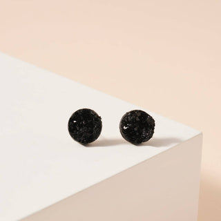Metallic Druzy Stone Round Stud Earrings