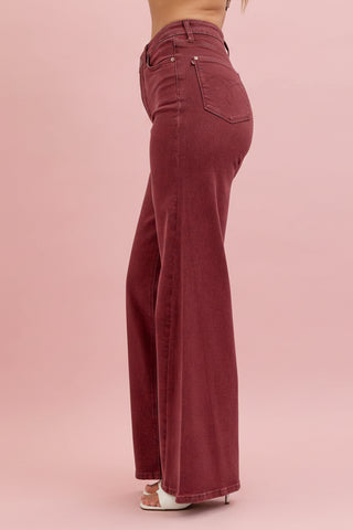 Judy Blue High-Waisted Retro Wide Leg Jeans With Twisted Seams